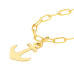 이미지를 갤러리 뷰어에 로드 , 14K Yellow Gold Mini Anchor Paper Clip Chain Necklace