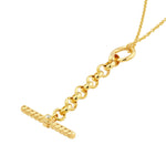 Afbeelding in Gallery-weergave laden, 14k Yellow Gold Diamond Bar on Rolo Chain Charm for Necklace