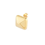 Charger l'image dans la galerie, 14k Yellow Gold Square Geometric Style Puffy Stud Post Earrings