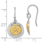 Kép betöltése a galériamegjelenítőbe: Sterling Silver Rhodium Gold Tone Starfish Sand Dollar Dangle Earrings