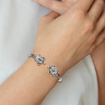 Charger l'image dans la galerie, Sterling Silver Turtles Filigree Antique Style Cuff Bangle Bracelet Flexible