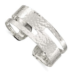 Load image into Gallery viewer, 925 Sterling Silver 23mm Fancy Hammered Contemporary Modern Cuff Bangle Bracelet