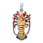 画像をギャラリービューアに読み込む, Sterling Silver Enamel Lobster 3D Pendant Charm Rhodium Plated
