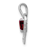 Carregar imagem no visualizador da galeria, Sterling Silver Genuine Natural Garnet and Diamond Heart Pendant Charm