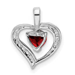 Carregar imagem no visualizador da galeria, Sterling Silver Genuine Natural Garnet and Diamond Heart Pendant Charm