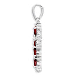 Load image into Gallery viewer, Sterling Silver Genuine Natural Garnet and Diamond Cross Pendant Charm