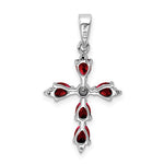 Load image into Gallery viewer, Sterling Silver Genuine Natural Garnet and Diamond Cross Pendant Charm