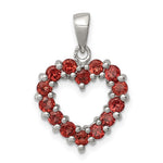Load image into Gallery viewer, Sterling Silver Genuine Natural Garnet Heart Pendant Charm
