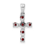 画像をギャラリービューアに読み込む, Sterling Silver Genuine Natural Garnet and Diamond Accent Cross Pendant Charm