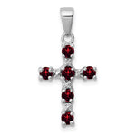 画像をギャラリービューアに読み込む, Sterling Silver Genuine Natural Garnet and Diamond Accent Cross Pendant Charm