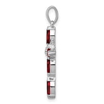 Charger l'image dans la galerie, Sterling Silver Genuine Natural Garnet and Diamond Cross Pendant Charm