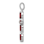 Load image into Gallery viewer, Sterling Silver Genuine Natural Garnet and Diamond Cross Pendant Charm
