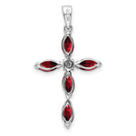 Charger l'image dans la galerie, Sterling Silver Genuine Natural Garnet and Diamond Cross Pendant Charm