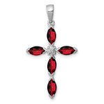 Charger l'image dans la galerie, Sterling Silver Genuine Natural Garnet and Diamond Cross Pendant Charm