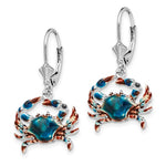 Charger l'image dans la galerie, Sterling Silver Rhodium Enamel Crab Dangle Earrings Leverback
