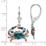 Charger l'image dans la galerie, Sterling Silver Rhodium Enamel Crab Dangle Earrings Leverback