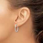 Lade das Bild in den Galerie-Viewer, Sterling Silver Beaded Bubble Round Hoop Earrings 20mm x 2.25mm