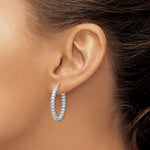 Kép betöltése a galériamegjelenítőbe: Sterling Silver Beaded Bubble Round Hoop Earrings 26mm x 3mm