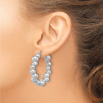 Ladda upp bild till gallerivisning, Sterling Silver Beaded Bubble Round Hoop Earrings 43mm x 9mm