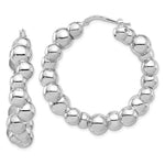 Ladda upp bild till gallerivisning, Sterling Silver Beaded Bubble Round Hoop Earrings 43mm x 9mm