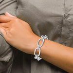 Charger l'image dans la galerie, Sterling Silver Rhodium Plated Wide Oval Link Big Bold Statement Bracelet