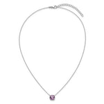 Ladda upp bild till gallerivisning, Sterling Silver Amethyst Square Necklace Chain 16 inches with 2 inch Extender