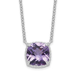 Ladda upp bild till gallerivisning, Sterling Silver Amethyst Square Necklace Chain 16 inches with 2 inch Extender
