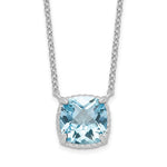 Load image into Gallery viewer, Sterling Silver Blue Topaz Square Necklace Chain 16 inches with 2 inch Extender