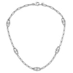 Carica l'immagine nel visualizzatore di Gallery, Sterling Silver Paperclip Oval Link Necklace Chain Modern Contemporary