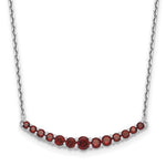 Ladda upp bild till gallerivisning, Sterling Silver Garnet Graduated Line Bar Necklace Chain