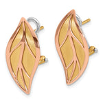 Load image into Gallery viewer, 14k Yellow Rose Gold Two Tone Leaf Omega Back Earrings