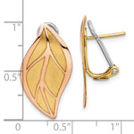 Load image into Gallery viewer, 14k Yellow Rose Gold Two Tone Leaf Omega Back Earrings
