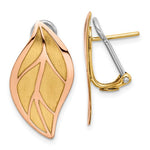 Load image into Gallery viewer, 14k Yellow Rose Gold Two Tone Leaf Omega Back Earrings