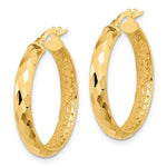 이미지를 갤러리 뷰어에 로드 , 14k Yellow Gold 25mm x 3.75mm Diamond Cut Inside Outside Round Hoop Earrings