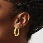 이미지를 갤러리 뷰어에 로드 , 14k Yellow Gold 25mm x 3.75mm Diamond Cut Inside Outside Round Hoop Earrings
