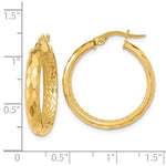 이미지를 갤러리 뷰어에 로드 , 14k Yellow Gold 25mm x 3.75mm Diamond Cut Inside Outside Round Hoop Earrings