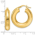 Charger l'image dans la galerie, 14K Yellow Gold 26mm x 6mm Diamond Cut Round Hoop Earrings