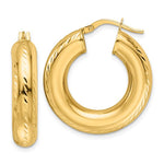 Charger l'image dans la galerie, 14K Yellow Gold 26mm x 6mm Diamond Cut Round Hoop Earrings