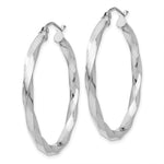 Load image into Gallery viewer, 14K White Gold 35.5mm x 3mm Twisted Modern Classic Round Hoop Earrings