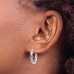 Load image into Gallery viewer, 14K White Gold Twisted Modern Classic Round Hoop Earrings 18.5mm x 3mm