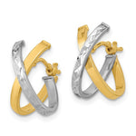 이미지를 갤러리 뷰어에 로드 , 14k Yellow White Gold Two Tone Diamond Cut X Loop Hoop Earrings