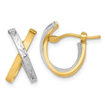 이미지를 갤러리 뷰어에 로드 , 14k Yellow White Gold Two Tone Diamond Cut X Loop Hoop Earrings