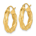 Load image into Gallery viewer, 14K Yellow Gold Diamond Cut Twisted Round Hoop Earrings 20mm x 3.75mm