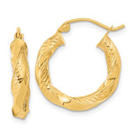 Load image into Gallery viewer, 14K Yellow Gold Diamond Cut Twisted Round Hoop Earrings 20mm x 3.75mm