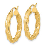 Load image into Gallery viewer, 14K Yellow Gold Diamond Cut Twisted Round Hoop Earrings 24mm x 3.75mm