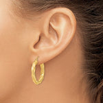 Load image into Gallery viewer, 14K Yellow Gold Diamond Cut Twisted Round Hoop Earrings 24mm x 3.75mm
