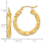 Load image into Gallery viewer, 14K Yellow Gold Diamond Cut Twisted Round Hoop Earrings 24mm x 3.75mm