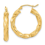 Load image into Gallery viewer, 14K Yellow Gold Diamond Cut Twisted Round Hoop Earrings 24mm x 3.75mm