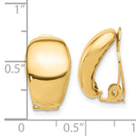 Cargar imagen en el visor de la galería, 14k Yellow Gold Polished Non Pierced Clip On Omega Back Earrings
