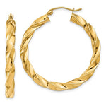 Load image into Gallery viewer, 14K Yellow Gold Twisted Round Hoop Earrings 36mm x 4mm
